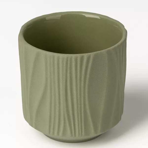 Four-Color Matte Vertical Pattern Ceramic Candle Holders